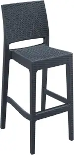 CLP Barhocker Jamaica Aus Polyrattan I Stapelbarer Garten-Hocker I 75 cm Sitzhöhe, Farbe:dunkelgrau