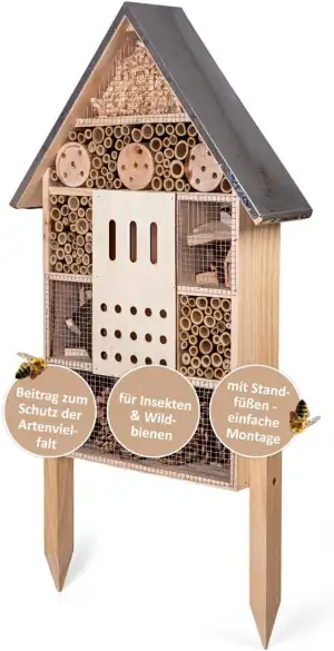 Insektenhotel groß XXL stehend - mit Erdspieß - Insektenhaus Gesamthöhe 77 cm – 
