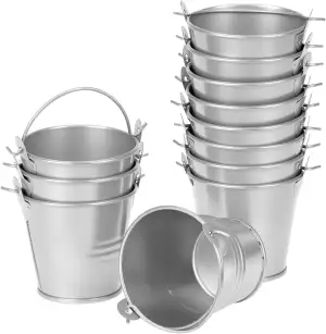 QWORK® 12 kleine Hängetöpfe aus Metall, 6 cm große, verzinkte Pflanzkübel mit ab