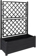 XL Rankgitter, Spalier mit Pflanzkasten aus robustem Kunststoff in Anthrazit/Grau. Maße BxTxH in ...