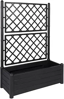 XL Rankgitter, Spalier mit Pflanzkasten aus robustem Kunststoff in Anthrazit/Gra