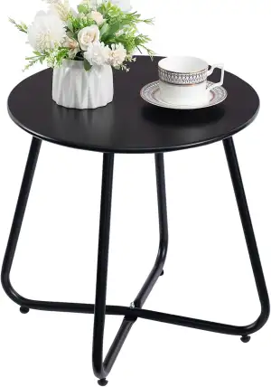 HollyHOME Beistelltisch Outdoor Balkontisch Klein Gartentisch Rund Beistelltisch
