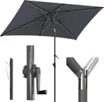 Menz Sonnenschirm Balkon mit Schutzhülle, Anthrazit – UV50+ Sonnenschirm rechteckig 210x140 cm knickbar mit Kurbel höhenverstellbar, für Garten & Terrasse