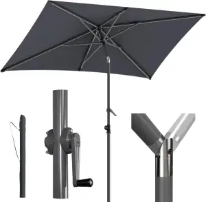 Menz Sonnenschirm Balkon mit Schutzhülle, Anthrazit – UV50+ Sonnenschirm rechtec