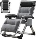 MOPHOTO Zero Gravity Liegestuhl, Gartenliege klappbar, 200 kg Traglast zusammen mit Polster und S...