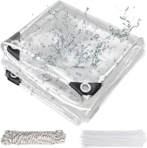 Jianyana Plane Transparent Mit öSen, 250G/㎡ PVC Abdeckplane Durchsichtig wasserd