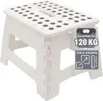 ZOLLNER Tritthocker faltbar - Klapphocker für Kinder und Erwachsene bis 120kg - Anti-Rutsch-Beschichtung - mit praktischem Tragegriff - extrem leicht - 22 cm hoch - Kunststoff - weiß