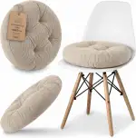 Amazinggirl Sitzkissen Stuhlkissen rund 40 cm - rundes Cordstoff Kissen sitzpolster sitzauflage Polster für Stuhl bürostuhl Bank eckbank bodenkissen softsitter flauschig Cord Beige