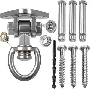 Deckenhaken Schwerlast mit Lager, 360°Drehbarer Edelstahl Schaukelhaken, 680KG K