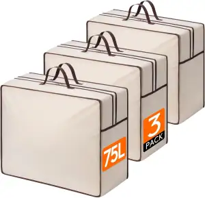 Lifewit 75L Aufbewahrungstasche mit Verstärkten Griffen, 3 Stück Kleidung, Atmungsaktive, XXL Bet...