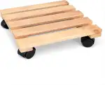 HRB 2er Set Pflanzenroller 30x30 cm Holz – Stabiler Rolluntersetzer bis 50 kg – Blumentopf Unters...