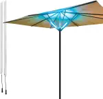 Lume1 Sonnenschirmbeleuchtung mit Fernbedienung, Sonnenschirmleuchter, Lampen für Garten, 2 LED warmweiß Leisten mit 1000 Lumen für angenehme Beleuchtung, Akku enthalten (Smart 2er)