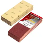 50 Blatt Schleifpapier, 93 x 230 mm für Holz und Metall (40/80/120/220 Körnung) – vorgeschnitten ...