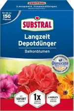 Substral Balkonblumen Langzeit Depotdünger, für Geranie, Surfinie, Dipladenie, Petunie, Fuchsie, Begonie, u.a., 1,5kg