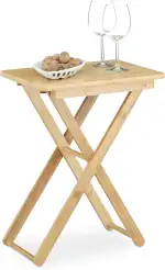 Relaxdays Beistelltisch klappbar, Bambus Holz, Klapptisch klein, rechteckig, HBT: ca. 52 x 40 x 31 cm, natur