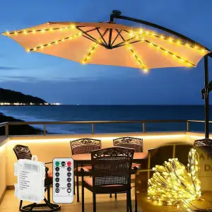 Sonnenschirmbeleuchtung, 104LEDs Sonnenschirm Beleuchtung mit Fernbedienung, IP67 Sonnenschirm Lichterkette, Garten-Sonnenschirmlichterkette, Baldachin Dekorative Strip Lichter für Camping-Zelt