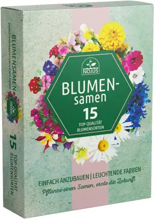 Nojus Blumen Samen Set - Blumensamen 15 Packungen - Garten Blumen Saatgut - Bunt