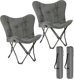 eSituro Campingstuhl faltbar 2er-Set Klappstuhl gepolstert, Angelstuhl mit Tragt