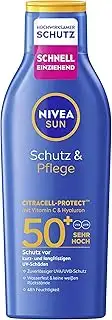 NIVEA SUN Schutz & Pflege Sonnenlotion LSF 50+, wasserfester Sonnenschutz mit Vi