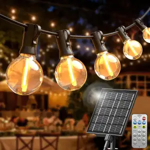 Solar Lichterkette Außen - 20M LED Lichterkette Outdoor mit 30+2 G40 Glühbirnen Aussen - Wasserdi...