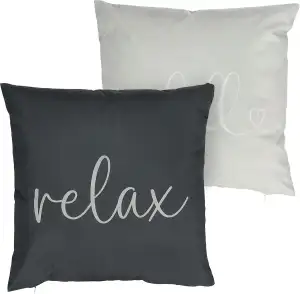 Cepewa Outdoor Kissen 2er Set Sprüche 2 Motive | 45x45x10cm Polyester 350g Füllu