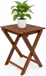 Spetebo Eukalyptus Klapphocker - Blumenhocker Holz Beistelltisch Gartenhocker Holzhocker