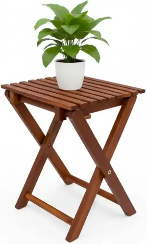 Spetebo Eukalyptus Klapphocker - Blumenhocker Holz Beistelltisch Gartenhocker Ho