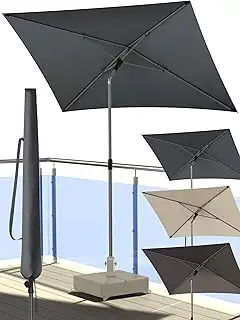 4smile Sonnenschirm Balkon 200x125 cm mit Schirmhülle, Anthrazit - UV50+ Sonnens