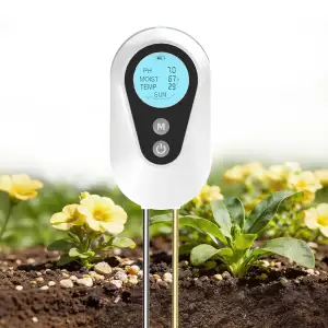 BURMONG 4 in1 pH Messgerät Erde, Feuchtigkeitsmessgerät Pflanzen mit Feuchtigkei