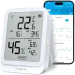 GoveeLife Digitales Thermometer Hygrometer Innen, Bluetooth LCD luftfeuchtigkeitsmesser mit Benac...