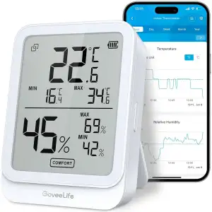 GoveeLife Digitales Thermometer Hygrometer Innen, Bluetooth LCD luftfeuchtigkeit
