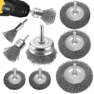 8-Teilig Drahtbürsten Set für gründliche Reinigung 1/4-Zoll-Schaft zur Reinigung