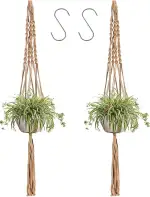 LINXIU Makramee Blumenampel, Blumen Ampel Hängend Boho Pflanzenhänger Pflanzenampel Hängekorb für Innen Außen Decken Balkone Wanddekoration 2 Stück