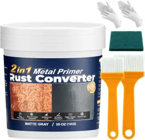 2-in-1 Rostumwandler & Metall Grundierung, 1Kg Rostschutz Farbe für Metall, Ultr