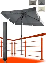 4smile Sonnenschirm Balkon in Anthrazit - Sonnenschirm rechteckig 200x125cm mit UV50+ Sonnenschutz | Balkon Schirm knickbar höhenverstellbar | Robuster Balkonschirm für optimalen Schatten
