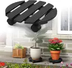 4X WPC Pflanzenroller ø30x7,5CM, Blumenroller Tragkraft 80 KG, Rolluntersetzer mit Rollen, Rollbrett für den Innen und Außenbereich, Kübelroller für Pflanzen, Blumentopf (Rund Anthrazit)