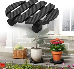 4X WPC Pflanzenroller ø30x7,5CM, Blumenroller Tragkraft 80 KG, Rolluntersetzer m