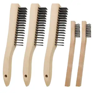 5 Stück Drahtbürsten Set Hand-Stahlbürste Metallbürste mit Holzgriff 3 x Groß Ed