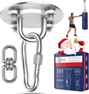 ALECPEA Edelstahl Deckenhaken bis 400kg - Boxsack Halterung, Hängematten Befesti