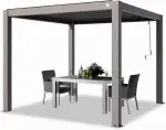 TOOLPORT PRIMEYARD Pergola 3x3 m Aluminium Pfosten mit Lamellendach aus Aluminium graue Terrassen...
