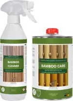 DE-COmmerce Pflege Set CLEANER + CARE Reinigungsspray Pflegeöl für Bambus außen Bambuszaun Sichtschutz Pflege Pflegeset