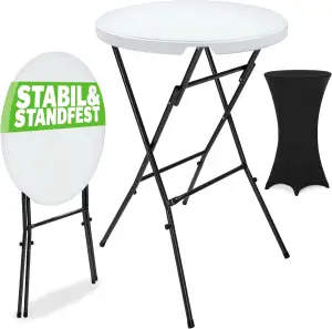 Casaria® Stehtisch mit Husse Schwarz 72 cm Set Klappbar Bistrotisch Rund 110 cm Hoch Outdoor Klapptisch Wetterfest Garten Partytisch Bartisch Hochzeit