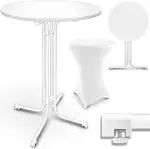 tillvex® Gastro Stehtisch klappbar Ø70cm mit Husse | Bistrotisch FERTIG MONTIERT | Klapptisch rund - wetterfester Partytisch | Gartentisch Indoor & Outdoor