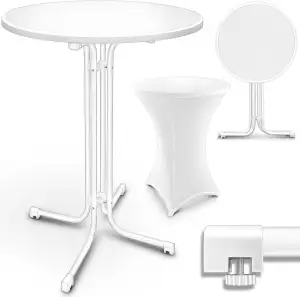 tillvex® Gastro Stehtisch klappbar Ø70cm mit Husse | Bistrotisch FERTIG MONTIERT | Klapptisch rund - wetterfester Partytisch | Gartentisch Indoor & Outdoor