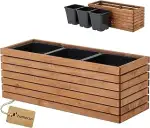 Pflanzkübel Holz – imprägniert wetterfest – mit herausnehmbarem Kunststoffeinsatz – Hochbeet Blum...