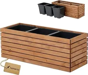 Pflanzkübel Holz – imprägniert wetterfest – mit herausnehmbarem Kunststoffeinsat