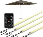 Lume1 Sonnenschirmbeleuchtung mit Fernbedienung, Lampen für Gastronomie, 4 LED Leisten, warmweiß mit 1000 Lumen, 2700 Kelvin, angenehme Beleuchtung, Akku enthalten (smart 4er Set Modell 2026)