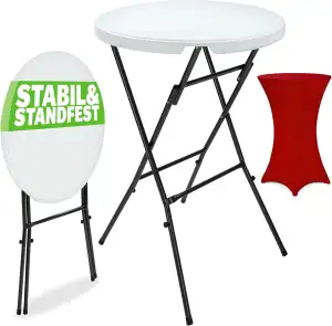 Casaria® Stehtisch mit Husse Rot 72 cm Set Klappbar Bistrotisch Rund 110 cm Hoch Outdoor Klapptisch Wetterfest Garten Partytisch Bartisch Hochzeit