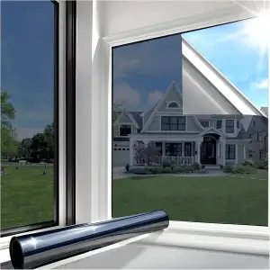 Lifetree Spiegelfolie in Schwarzes-Silber, 44,5x200 cm, Selbstklebende Fensterfo