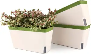 T4U 27cm Selbstwässernder Blumenkasten Kräutertopf mit ERD-Bewässerungs-System G